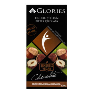 sekersiz vegan bitter cikolata findikli glories