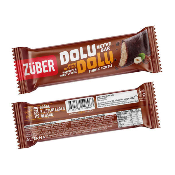 glutensiz dolu dolu findik ezmeli meyve bar zuber